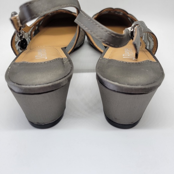 J. Renee Women's Faleece Lace/Satin Pumps Dark Gray 10.5M Block Heel - Picture 5 of 13